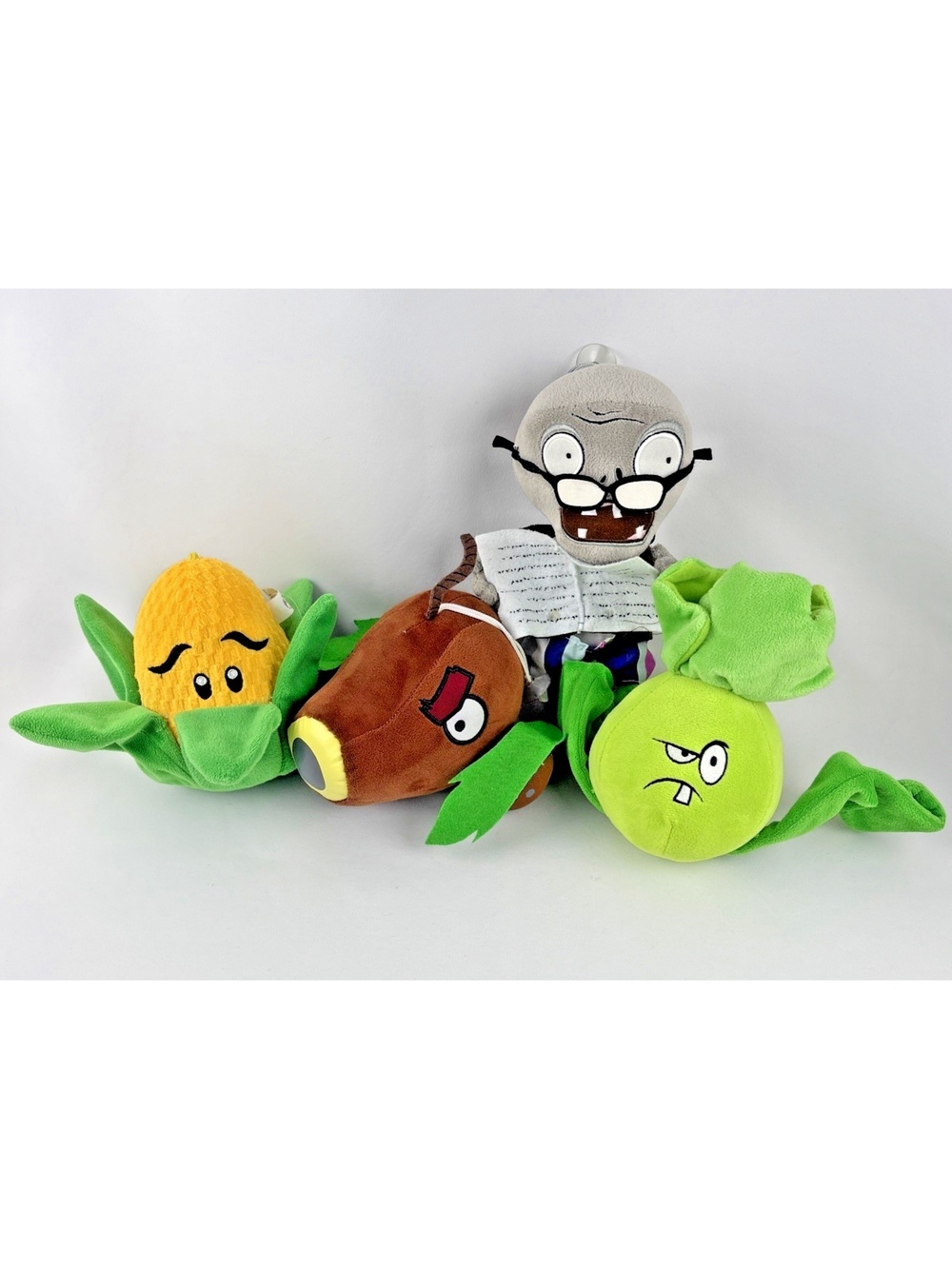 Plants Vs Zombies Plush Lot Bonk Choy Coconut Cannon Newspaper Zombie Linxin